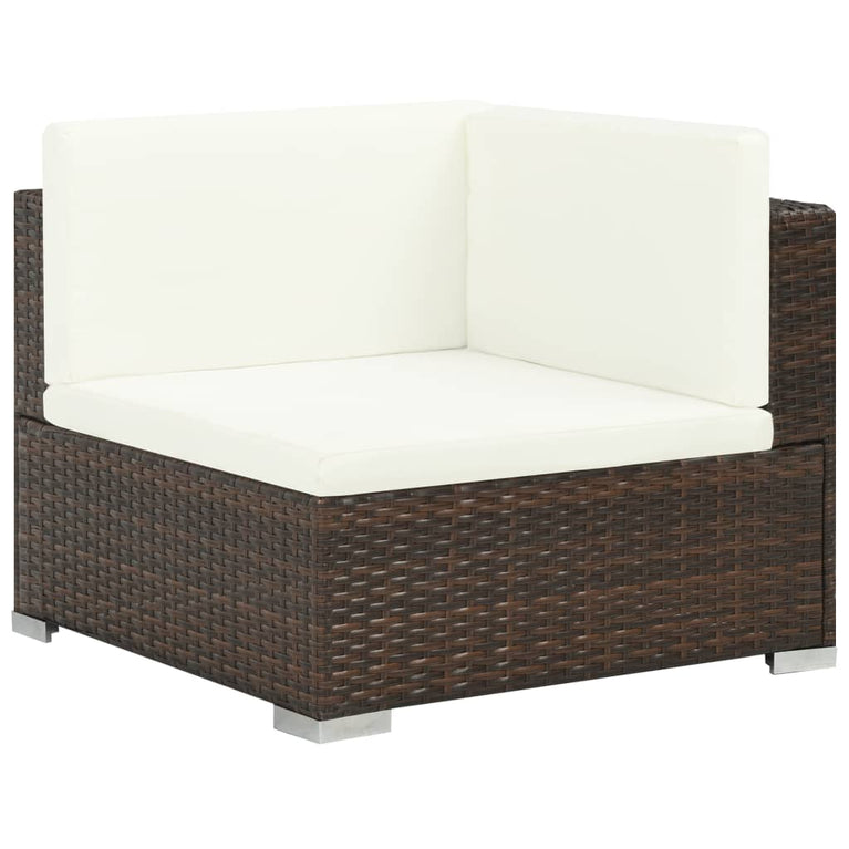 6-delige Loungeset met kussens poly rattan bruin MeubelReus