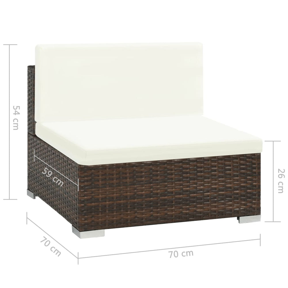 6-delige Loungeset met kussens poly rattan bruin MeubelReus