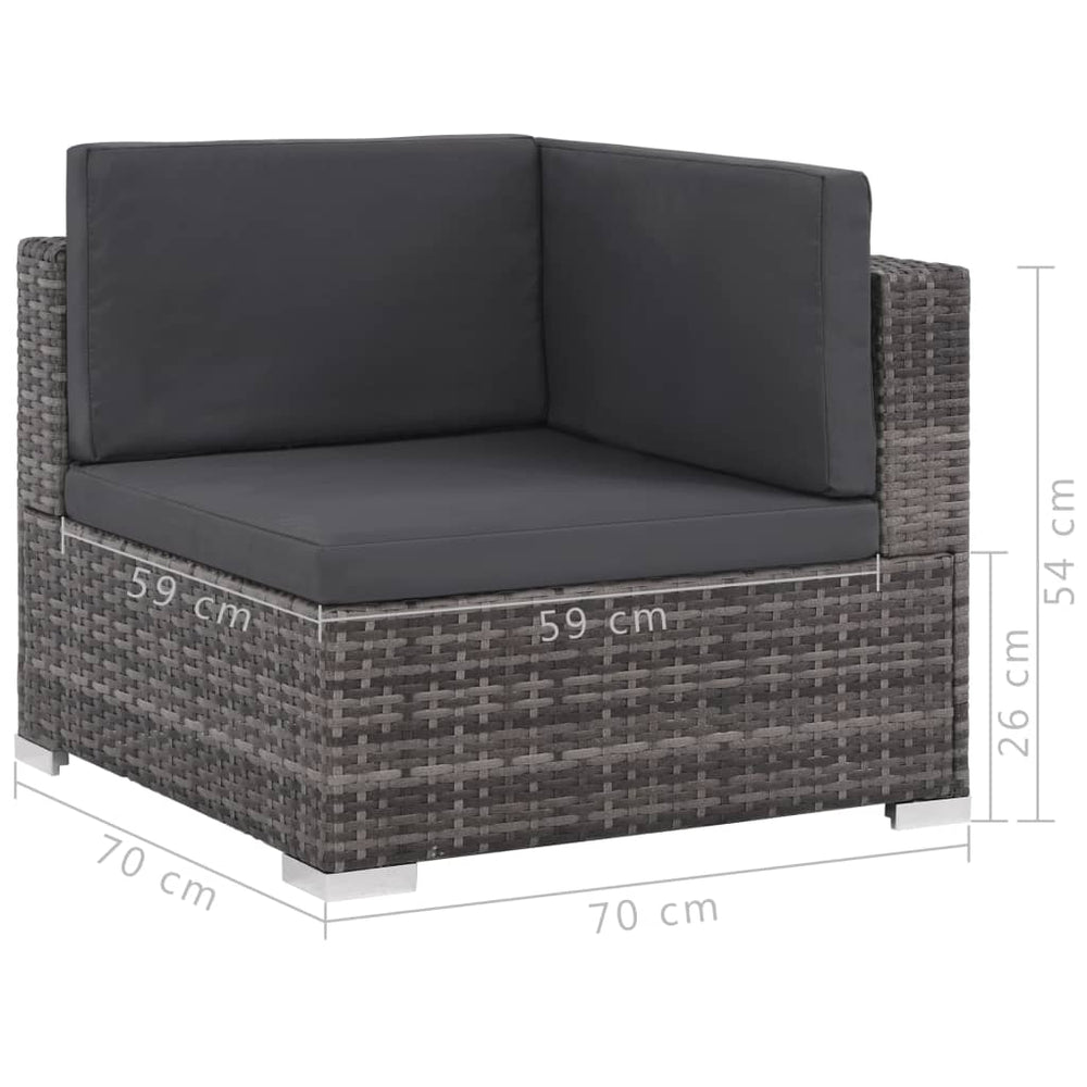 6-delige Loungeset met kussens poly rattan grijs MeubelReus
