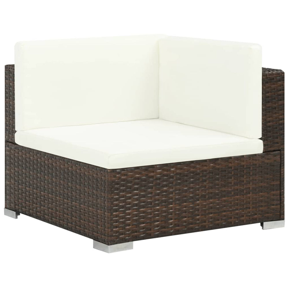 8-delige Loungeset met kussens poly rattan bruin 