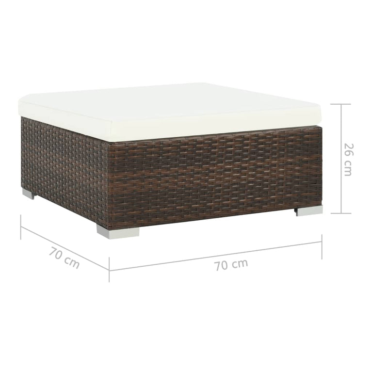 8-delige Loungeset met kussens poly rattan bruin 