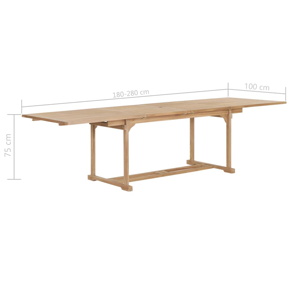 Tuintafel verlengbaar 180-280x100x75 cm massief teakhout MeubelReus