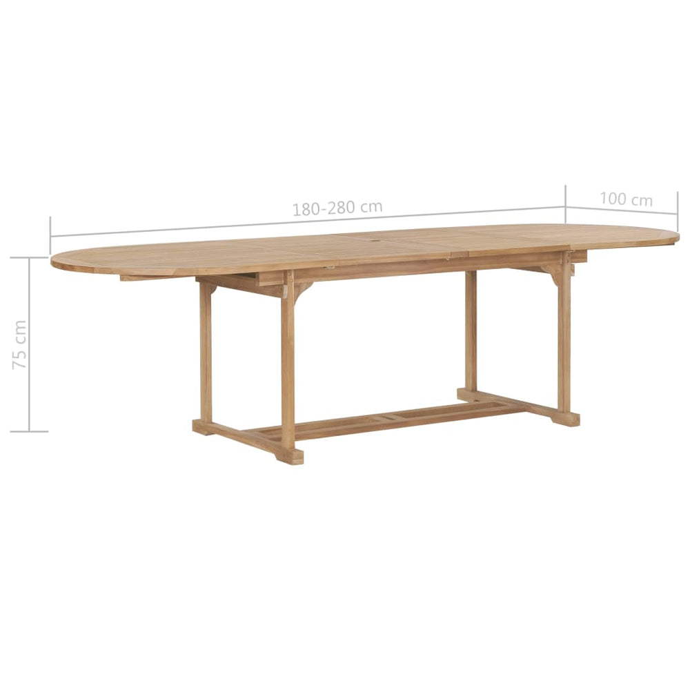 Tuintafel verlengbaar ovaal 180-280x100x75 cm massief teakhout MeubelReus