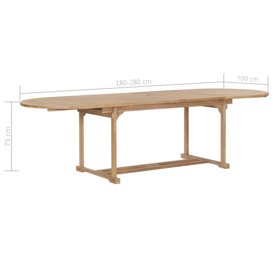 Tuintafel verlengbaar ovaal 180-280x100x75 cm massief teakhout MeubelReus