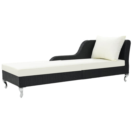 Ligbed met kussen poly rattan zwart MeubelReus