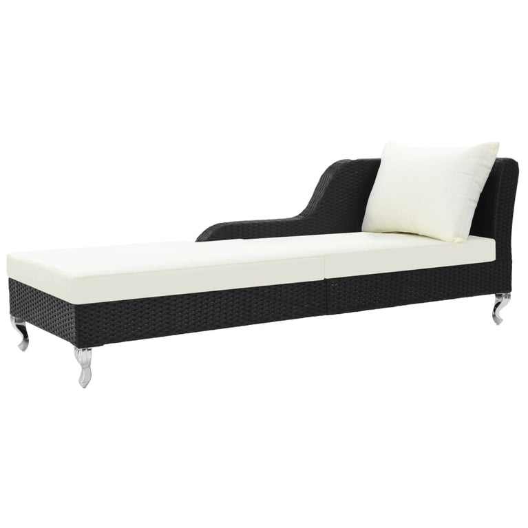 Ligbed met kussen poly rattan zwart MeubelReus