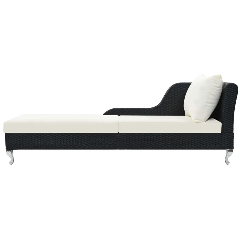 Ligbed met kussen poly rattan zwart MeubelReus