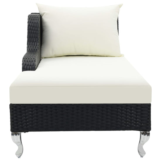Ligbed met kussen poly rattan zwart MeubelReus