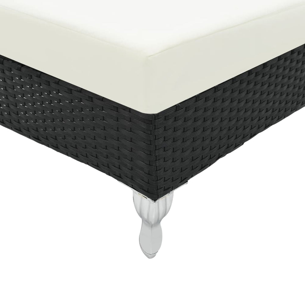 Ligbed met kussen poly rattan zwart MeubelReus