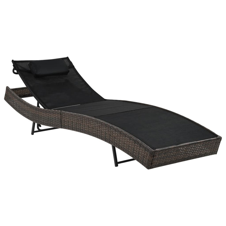 Ligbed met kussen poly rattan bruin MeubelReus