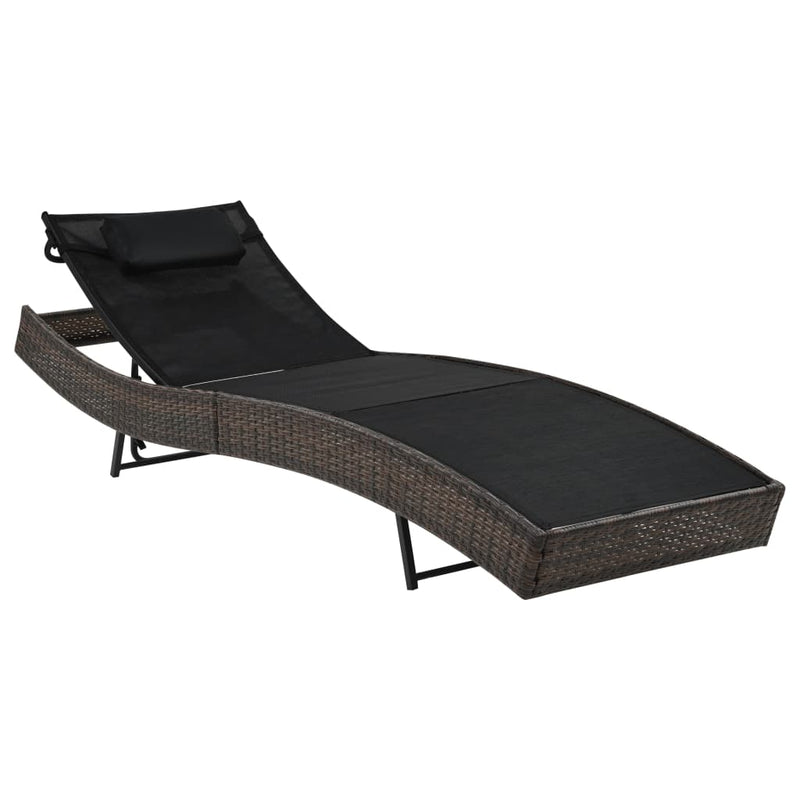 Ligbed met kussen poly rattan bruin MeubelReus