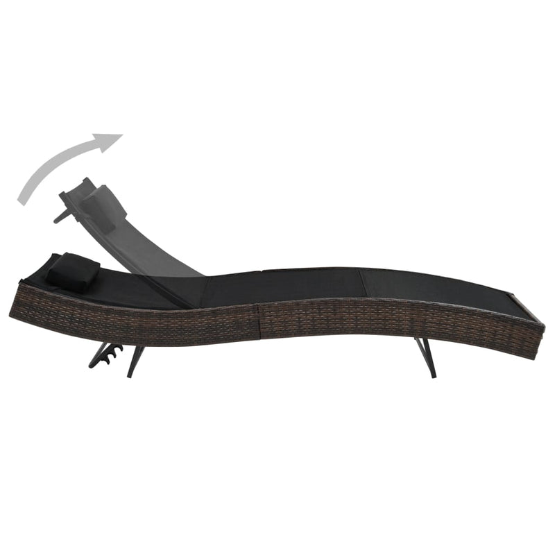 Ligbed met kussen poly rattan bruin MeubelReus