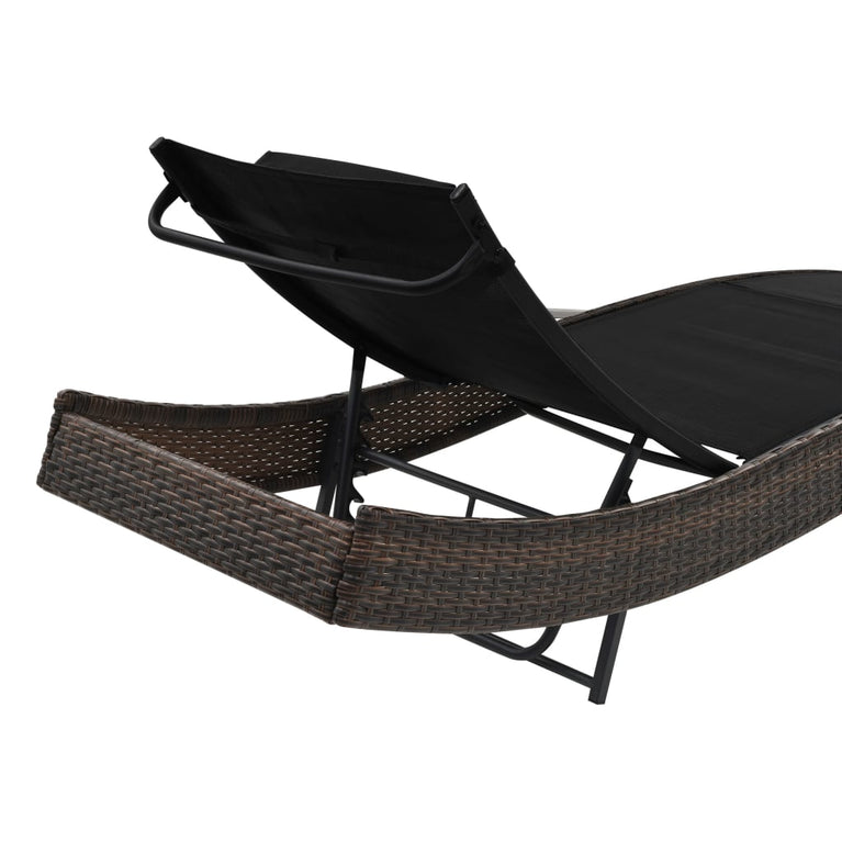 Ligbed met kussen poly rattan bruin MeubelReus