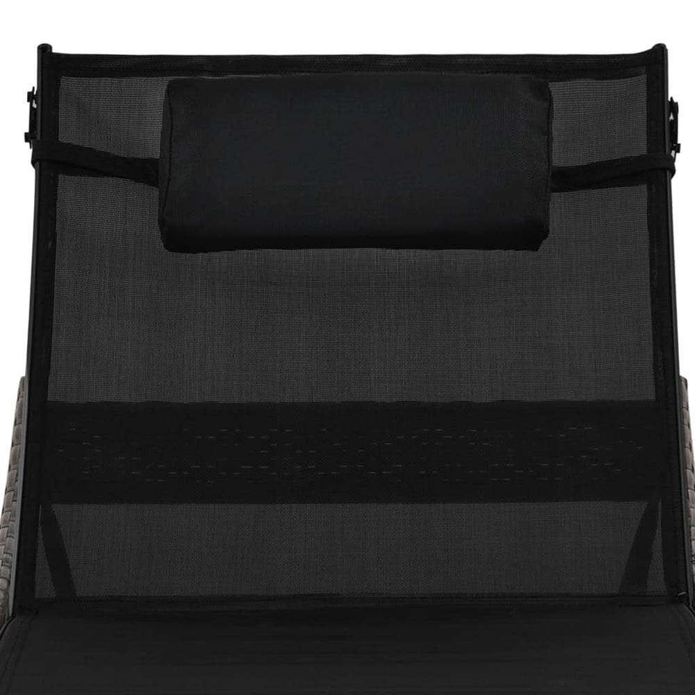 Ligbed met kussen poly rattan bruin MeubelReus