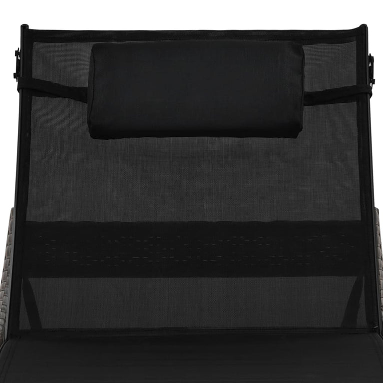 Ligbed met kussen poly rattan bruin MeubelReus