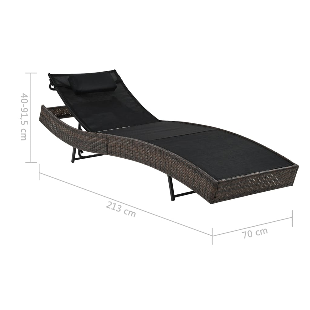 Ligbed met kussen poly rattan bruin MeubelReus