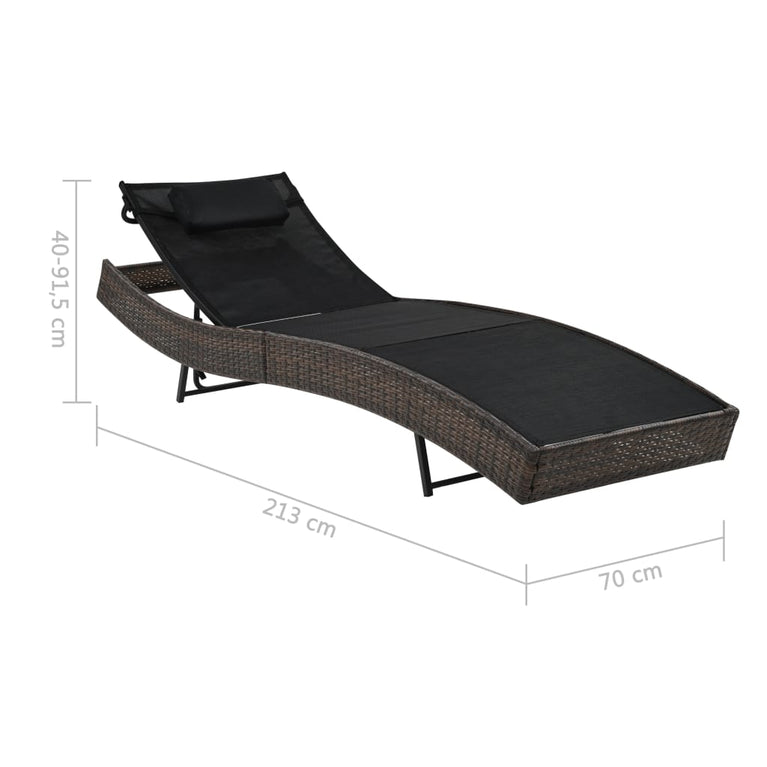 Ligbed met kussen poly rattan bruin MeubelReus