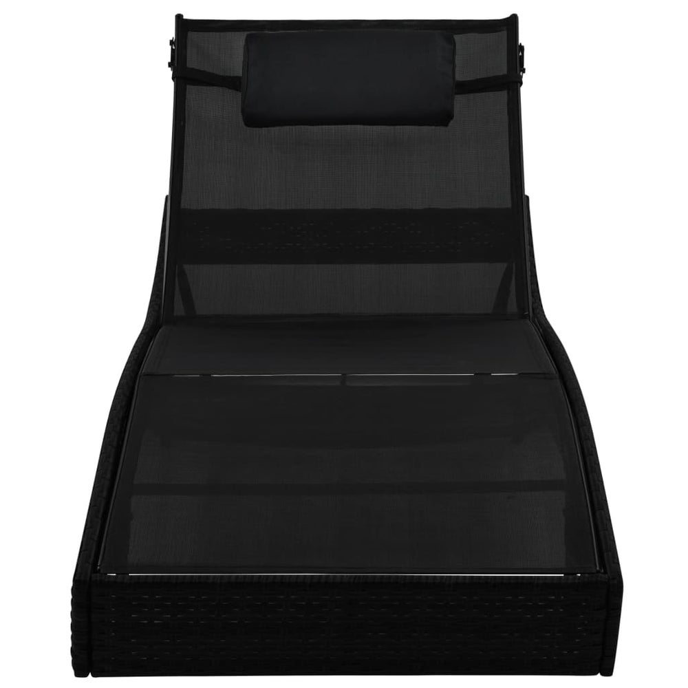 Ligbed met kussen poly rattan zwart MeubelReus