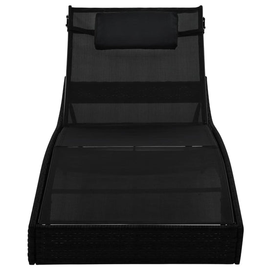 Ligbed met kussen poly rattan zwart MeubelReus