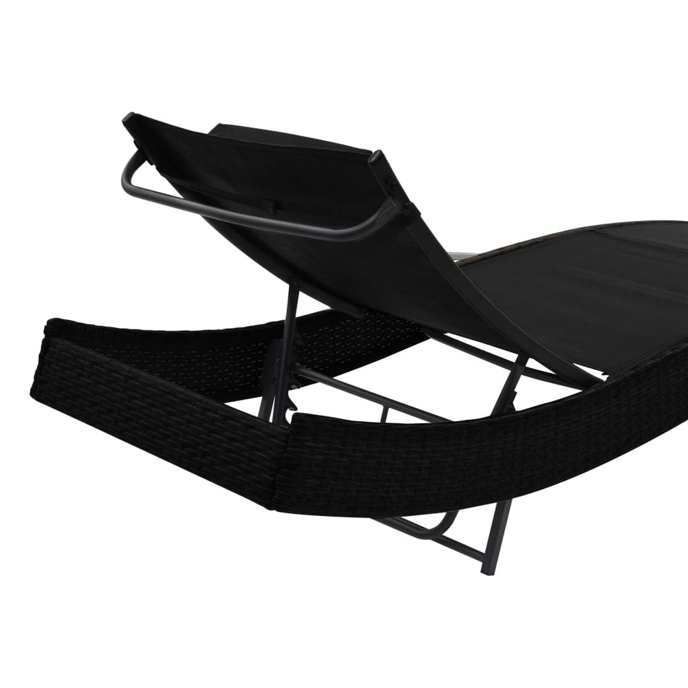 Ligbed met kussen poly rattan zwart MeubelReus