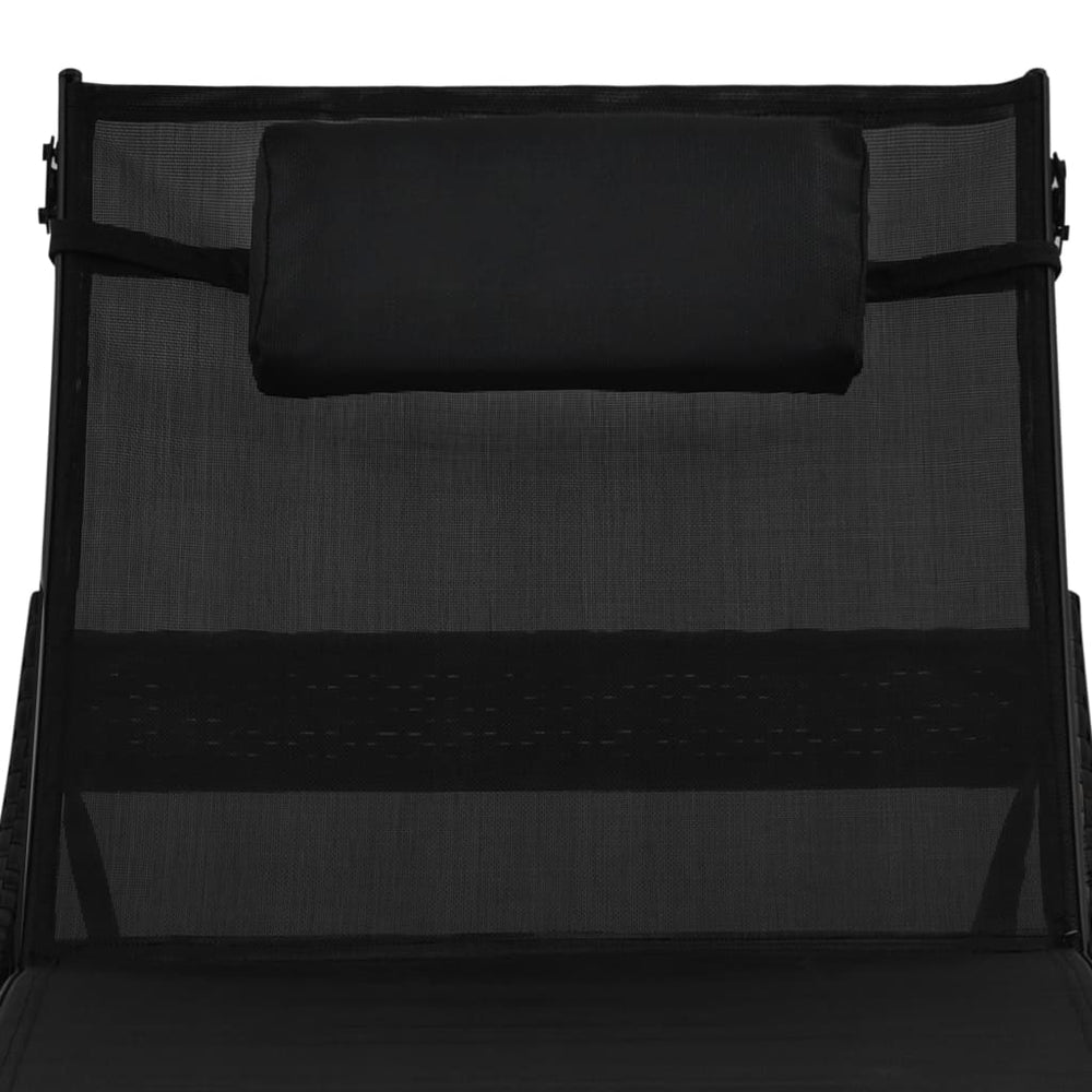 Ligbed met kussen poly rattan zwart MeubelReus
