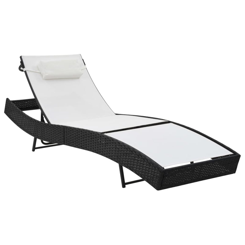 Ligbed met kussen poly rattan zwart MeubelReus