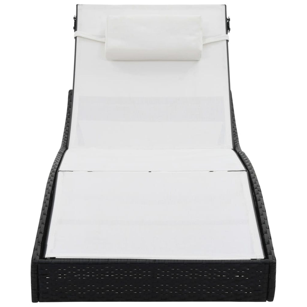 Ligbed met kussen poly rattan zwart MeubelReus