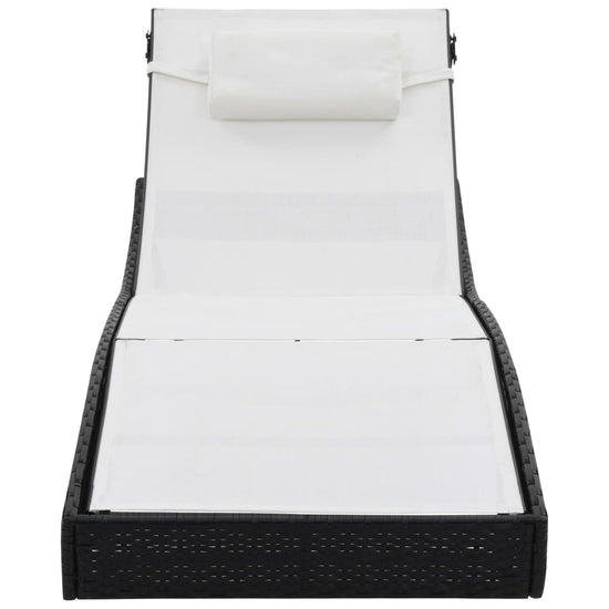 Ligbed met kussen poly rattan zwart MeubelReus