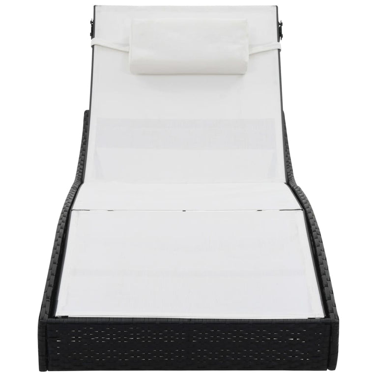 Ligbed met kussen poly rattan zwart MeubelReus