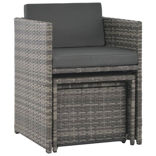 7-delige Tuinset met kussens poly rattan grijs MeubelReus