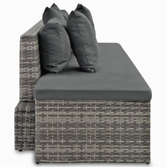 4-delige Loungeset met kussens poly rattan grijs MeubelReus