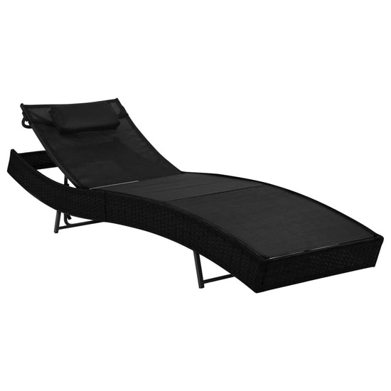 Ligbedden 2 st met tafel poly rattan en textileen zwart MeubelReus