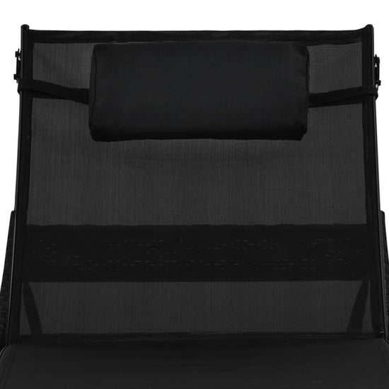 Ligbedden 2 st met tafel poly rattan en textileen zwart MeubelReus