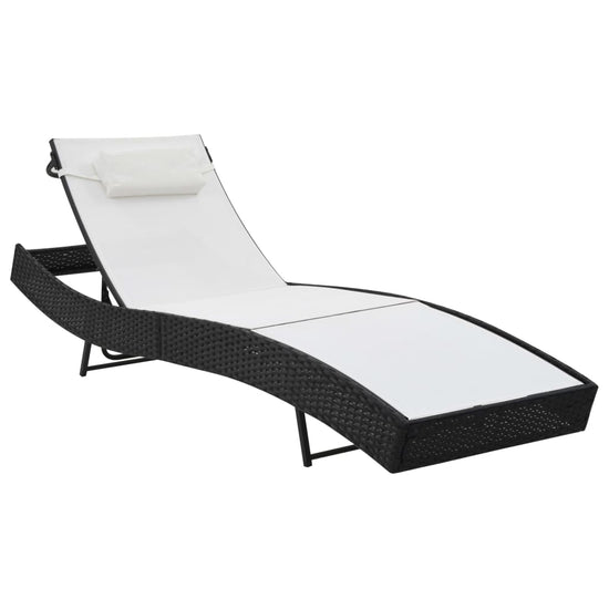 Ligbedden 2 st met tafel poly rattan en textileen zwart MeubelReus