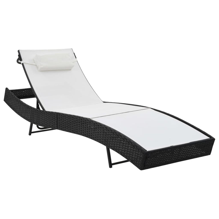 Ligbedden 2 st met tafel poly rattan en textileen zwart MeubelReus