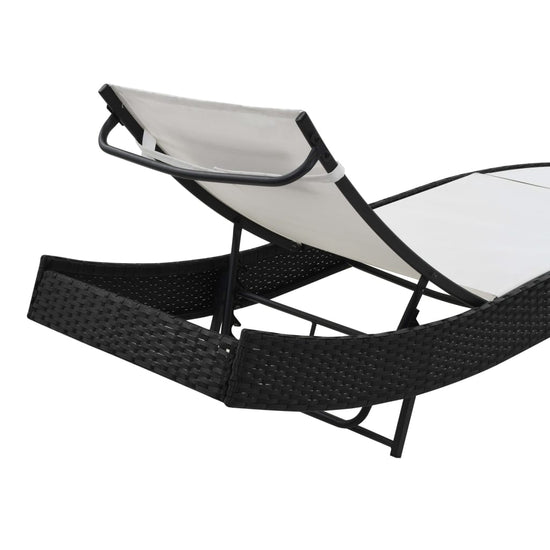 Ligbedden 2 st met tafel poly rattan en textileen zwart MeubelReus