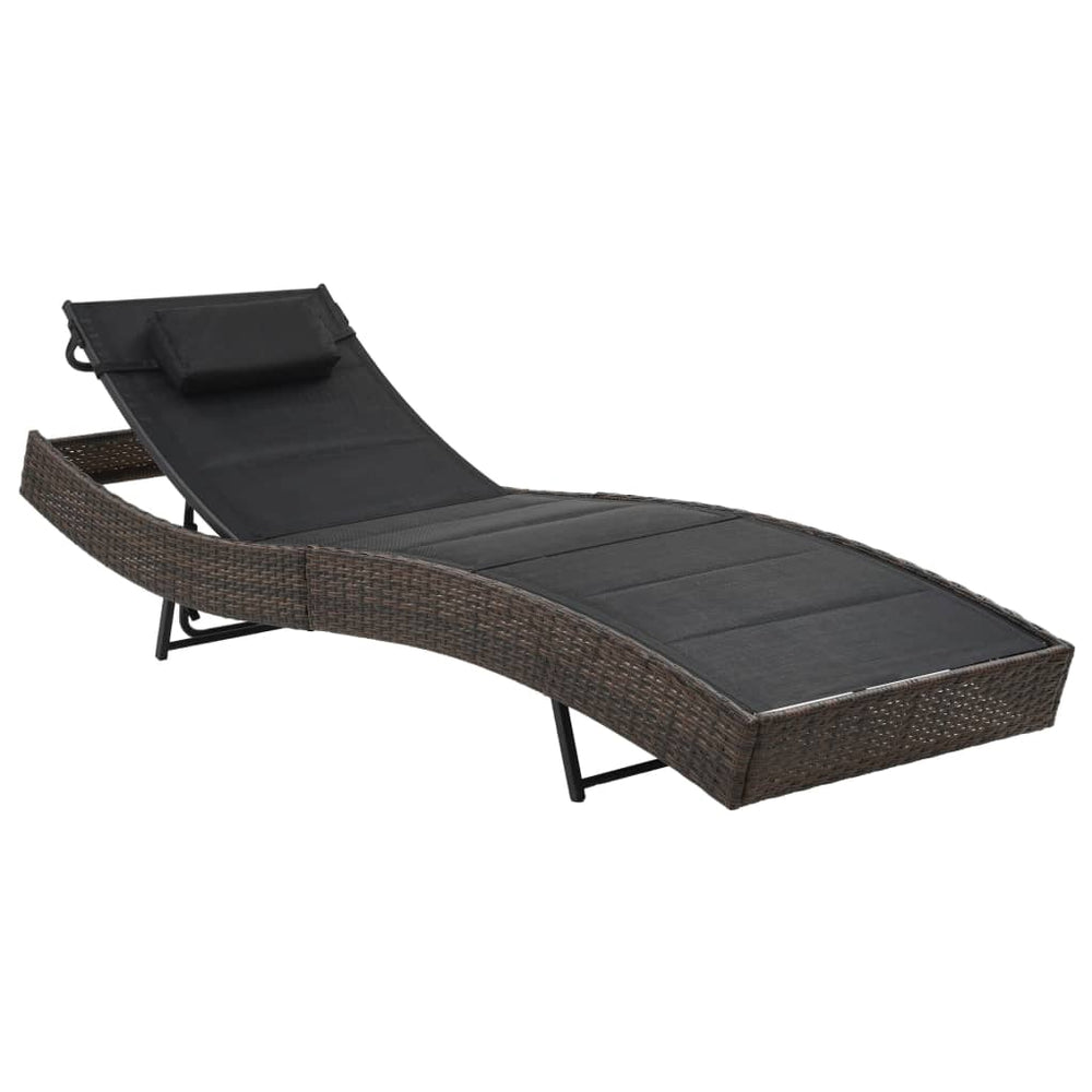 Ligbed poly rattan en textileen bruin MeubelReus