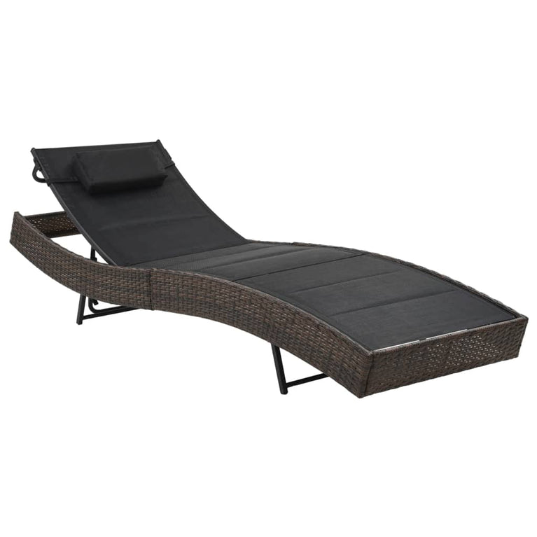 Ligbed poly rattan en textileen bruin MeubelReus