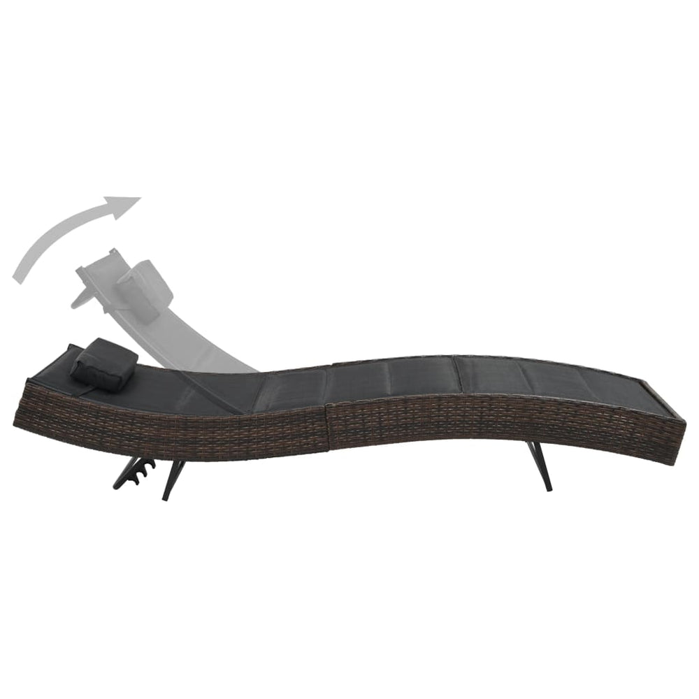 Ligbed poly rattan en textileen bruin MeubelReus