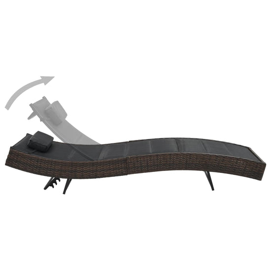 Ligbed poly rattan en textileen bruin MeubelReus