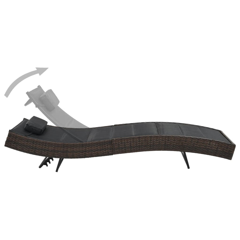 Ligbed poly rattan en textileen bruin MeubelReus