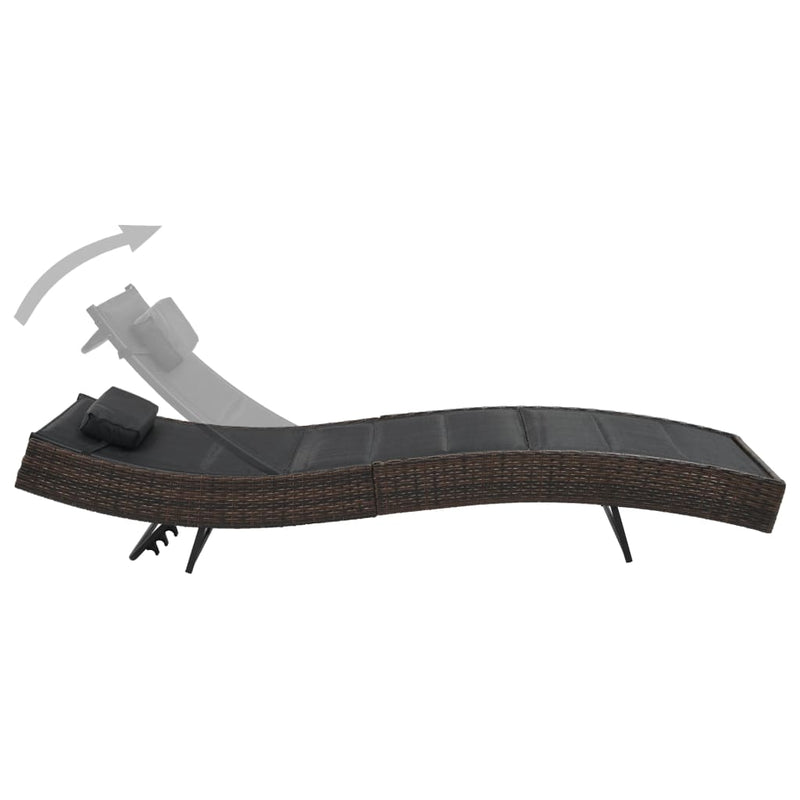 Ligbed poly rattan en textileen bruin MeubelReus