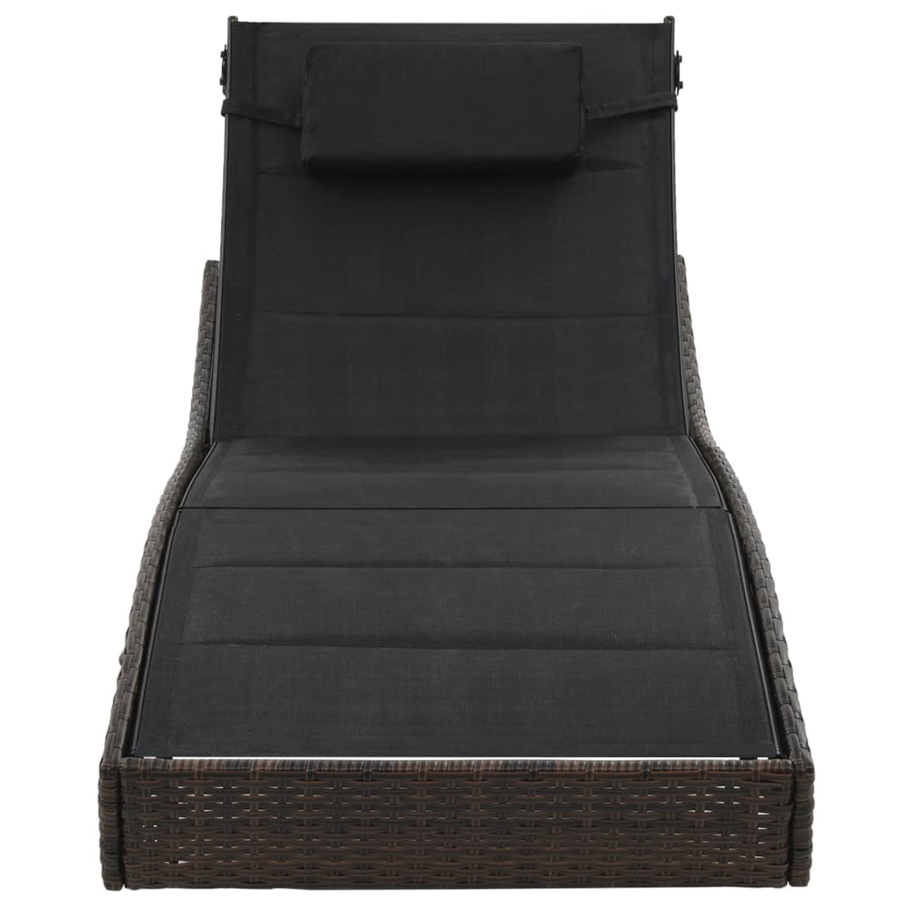 Ligbed poly rattan en textileen bruin MeubelReus