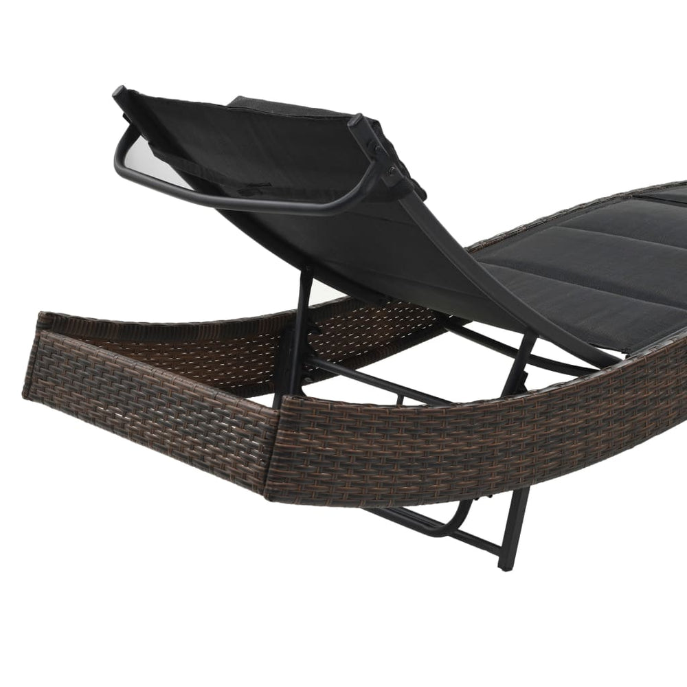 Ligbed poly rattan en textileen bruin MeubelReus