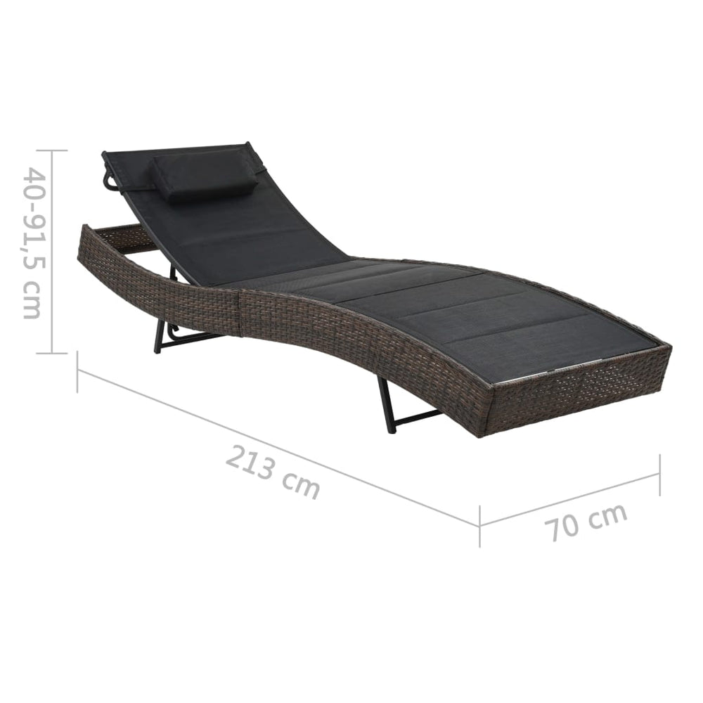 Ligbed poly rattan en textileen bruin MeubelReus