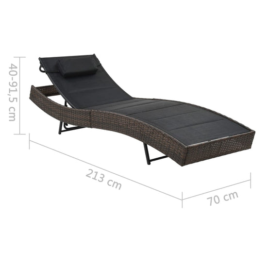 Ligbed poly rattan en textileen bruin MeubelReus