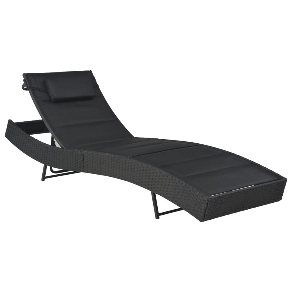 Ligbed poly rattan en textileen zwart MeubelReus