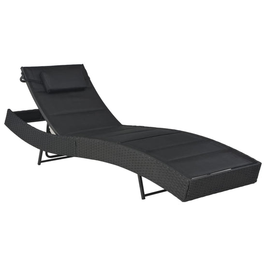Ligbed poly rattan en textileen zwart MeubelReus