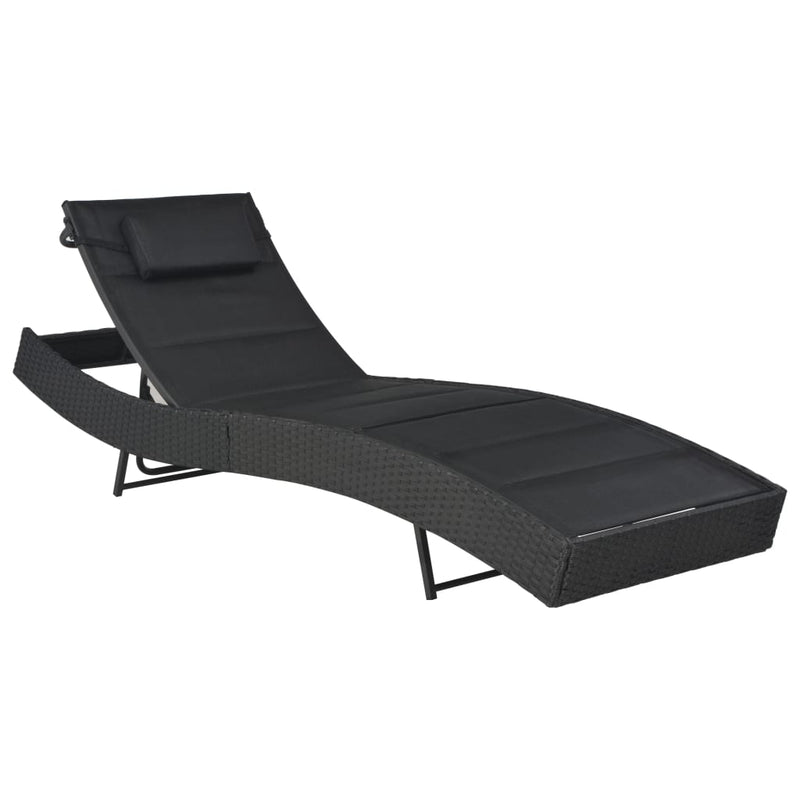 Ligbed poly rattan en textileen zwart MeubelReus