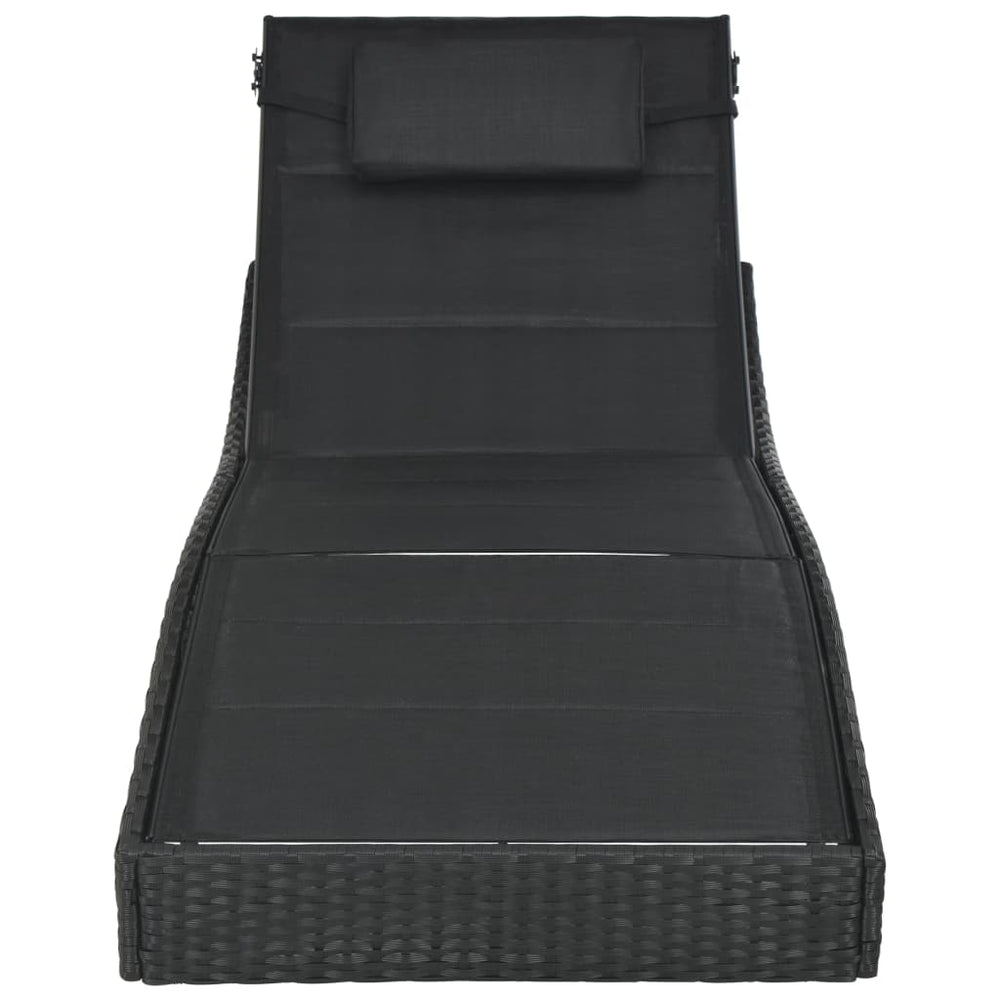 Ligbed poly rattan en textileen zwart MeubelReus